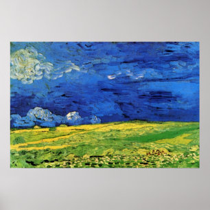 Poster Champ de blé sous un ciel nuageux par Vincent van