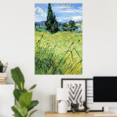 Poster Champ de blé vert avec cyprès, (Bureau à domicile)