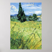Poster Champ de blé vert avec cyprès, (Devant)