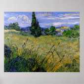 Poster Champ de blé vert avec Cypress par Vincent van Gog (Devant)