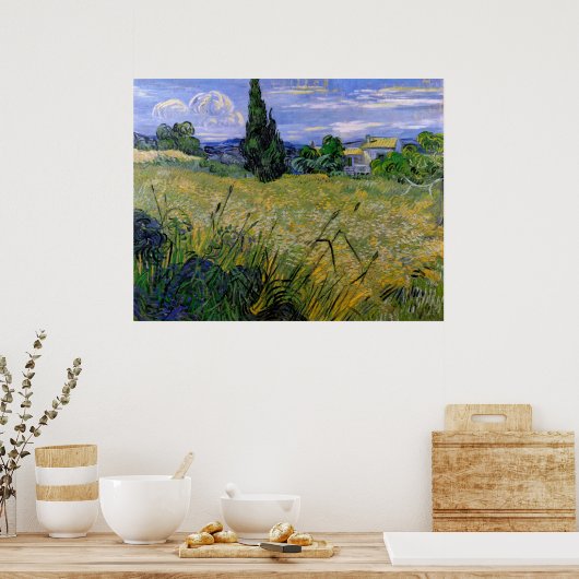 Poster Champ de blé vert avec Cypress - Vincent van Gogh (Cuisine)