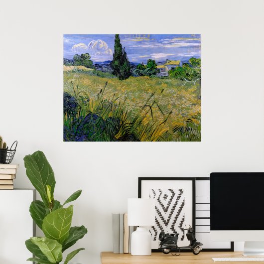 Poster Champ de blé vert avec Cypress - Vincent van Gogh (Bureau à domicile)