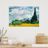 Poster Champ de blé Vincent Van Gogh avec Cyprès (Cuisine)