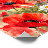 Poster Champ de coquelicots - Coquelicot à l'aquarelle (Coin)