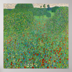 Poster Champ de coquelicots de Gustav Klimt