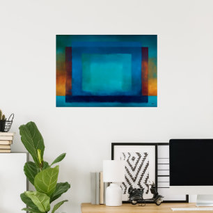 Poster Champ de couleur bleu azur céleste zen