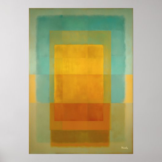 Poster Champ de couleur or turquoise Art abstrait moderne (Devant)