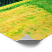 Poster Champ De Fleurs Jaunes Pins Arbres Nature Peinture (Coin)