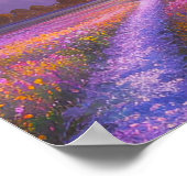 Poster Champ de fleurs roses et violettes (Coin)