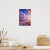 Poster Champ de fleurs roses et violettes (Cuisine)