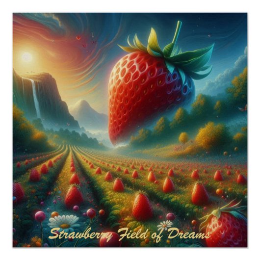 Poster Champ de fraises de rêves (Devant)