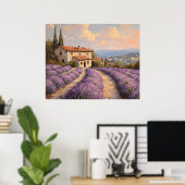 Poster Champ de lavande toscan avec cottage en pierre (Bureau à domicile)