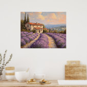 Poster Champ de lavande toscan avec cottage en pierre (Cuisine)
