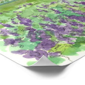 Poster Champ de lupine violette de fleurs aquarelle prair (Coin)