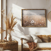 Poster champ de peinture à l'huile de fleurs avec un ciel