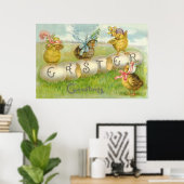 Poster Champ de poussins d'oeufs de Pâques (Bureau à domicile)
