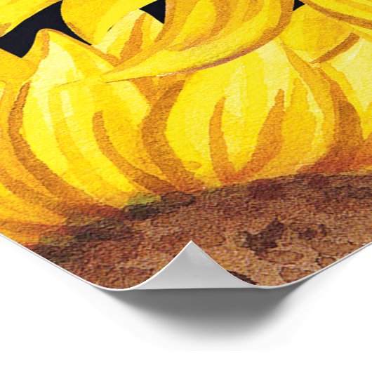 Poster Champ de tournesol : aquarelle noir arrière - plan (Coin)