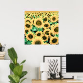 Poster Champ de tournesols jaunes dorés (Bureau à domicile)