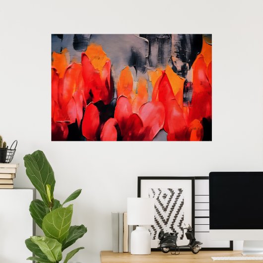 Poster Champ de Tulipes – Intensité Florale Abstraite (Bureau à domicile)