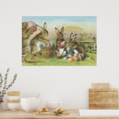 Poster Champ d'oeufs peints couleur lapin de Pâques (Cuisine)