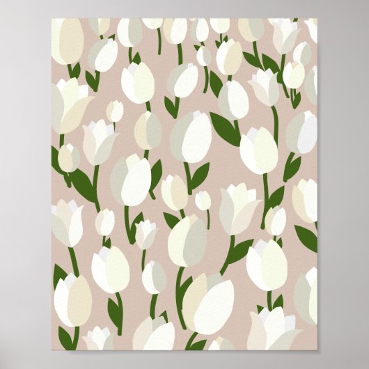 Poster Champ Tulip 02 Beige Et Blanc (Devant)