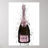 Poster Champagne Bottle Wall Art Print 'Cosmic Rose' (Devant)