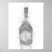 Poster Champagne Bottle Wall Art Print 'Rosy' Grey (Devant)