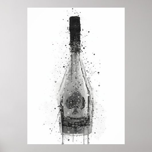 Poster Champagne Bottle Wall Art Print 'Titanium' (Devant)