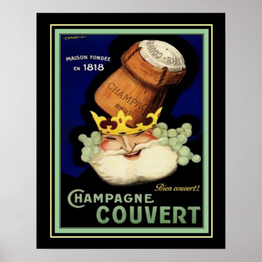 Poster Champagne Couvert Vintage Ad Print 16x20 (Devant)