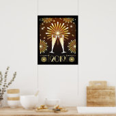 Poster Champagne et feux d'artifice Nouvel An Réveillon 2 (Cuisine)