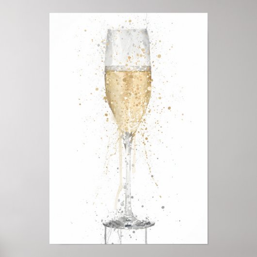 Poster Champagne Flute 'White' (Devant)