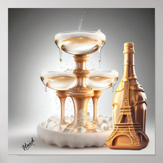 Poster Champagne fountain - Gen AI