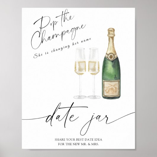 Poster Champagne - idées de soirée en amoureux. Pot de da (Devant)