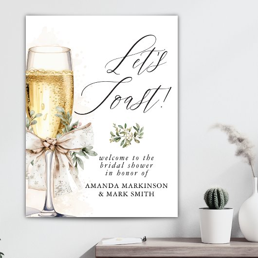 Poster Champagne Let's Toast Winter Bridal Shower Welcome