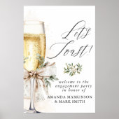 Poster Champagne Let's Toast Winter Engagement Welcome (Devant)
