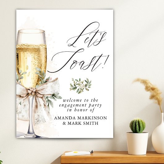 Poster Champagne Let's Toast Winter Engagement Welcome
