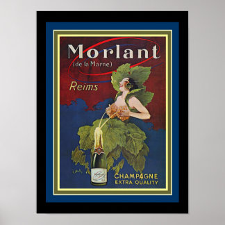 Poster Champagne Morlant vintage Ad 12 x 16