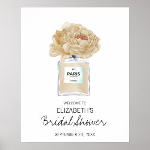 Poster Champagne Peonies Floral Bridal Shower Welcome