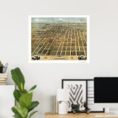 Poster Champaign, IL Panoramic Map - 1869 (Bureau à domicile)