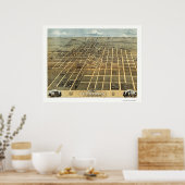 Poster Champaign, IL Panoramic Map - 1869 (Cuisine)