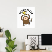 Poster Champanzee Funny Champion Chimpanzé Pun (Bureau à domicile)