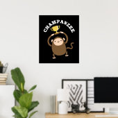 Poster Champanzee Funny Champion Chimpanzé Pun Dark BG (Bureau à domicile)