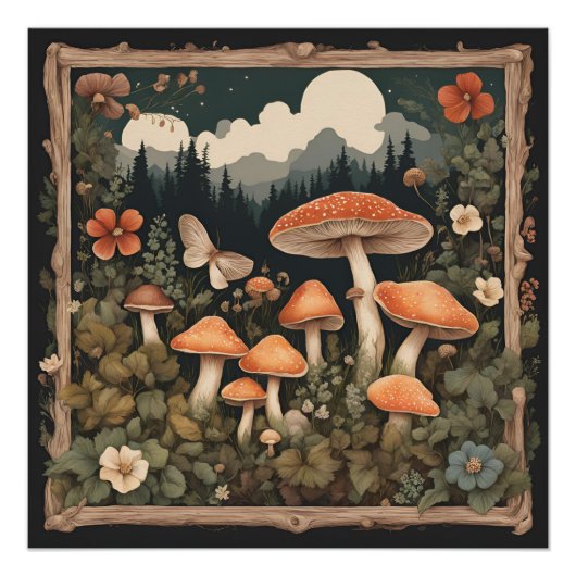 Poster Champignon Cottagecore (Devant)