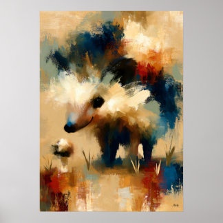Poster Champignon Harinezumi Bébé Hérisson Mignon Art Kaw