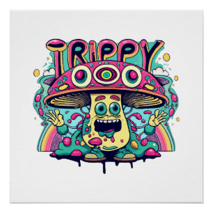 Poster Champignon Heureux Tripant