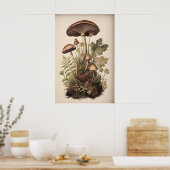 Poster Champignons Botaniques Dans La Fougère De Mousse,  (Cuisine)