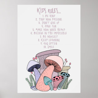 Poster Champignons Chasseur Champignons Et Règles Pour En