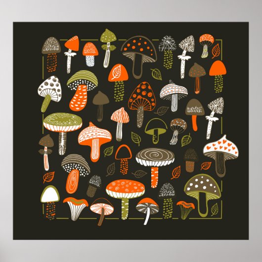 Poster Champignons colorés : Collection de fées (Devant)