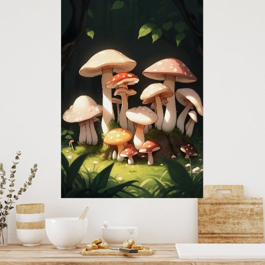 Poster Champignons dans la forêt (Cuisine)