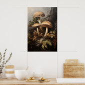 Poster Champignons dans la fougère de mousse, champignons (Cuisine)